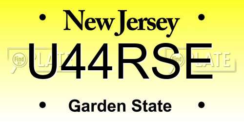 U44RSE New Jersey License Plate