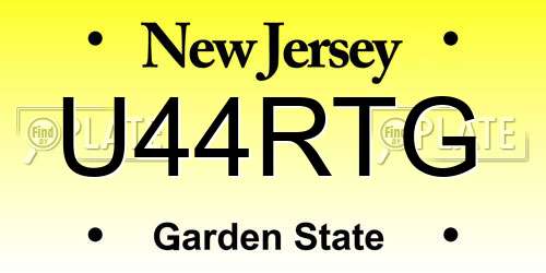 U44RTG New Jersey License Plate