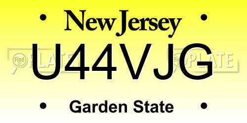 U44VJG New Jersey License Plate