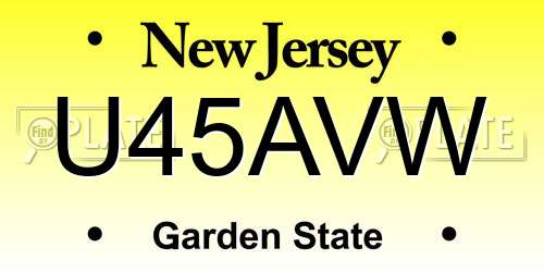 U45AVW New Jersey License Plate