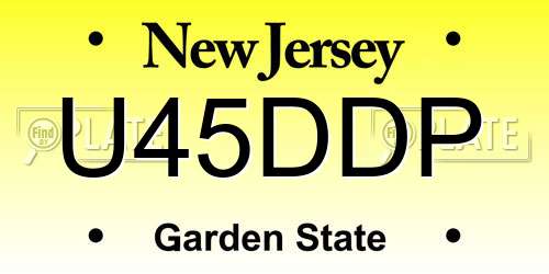 U45DDP New Jersey License Plate