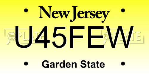 U45FEW New Jersey License Plate
