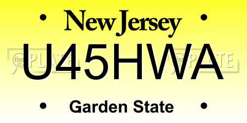 U45HWA New Jersey License Plate