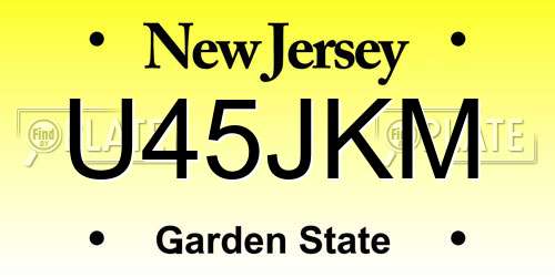 U45JKM New Jersey License Plate