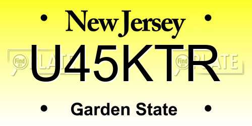 U45KTR New Jersey License Plate