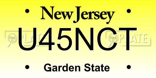 U45NCT New Jersey License Plate