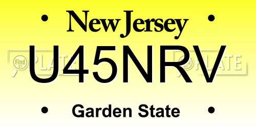U45NRV New Jersey License Plate