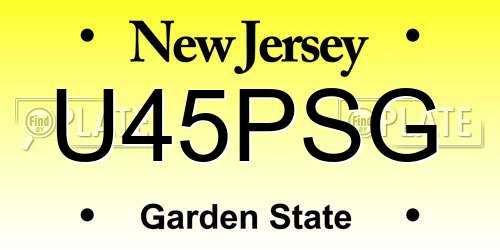 U45PSG New Jersey License Plate