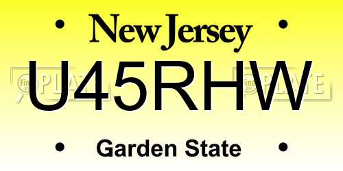 U45RHW New Jersey License Plate