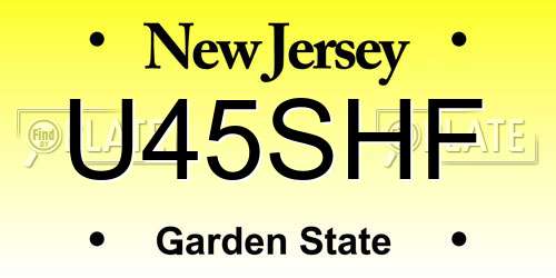 U45SHF New Jersey License Plate