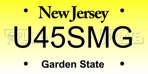 U45SMG New Jersey License Plate