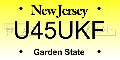 U45UKF New Jersey License Plate