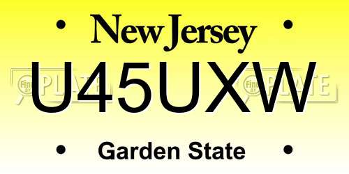 U45UXW New Jersey License Plate