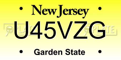 U45VZG New Jersey License Plate