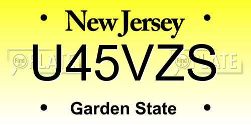 U45VZS New Jersey License Plate