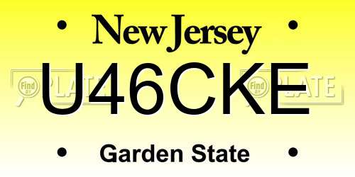U46CKE New Jersey License Plate