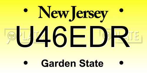 U46EDR New Jersey License Plate