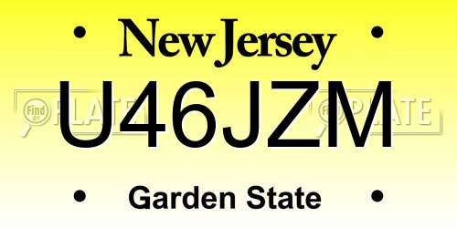 U46JZM New Jersey License Plate