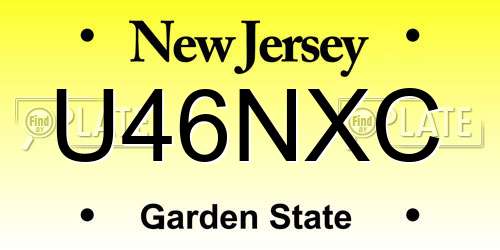 U46NXC New Jersey License Plate