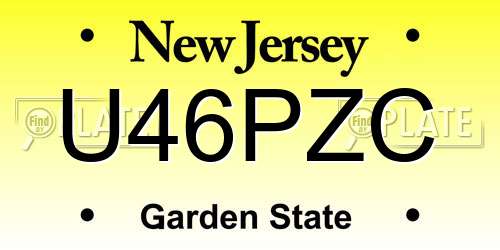 U46PZC New Jersey License Plate