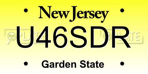 U46SDR New Jersey License Plate