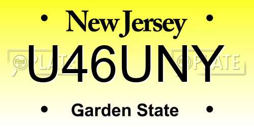 U46UNY New Jersey License Plate
