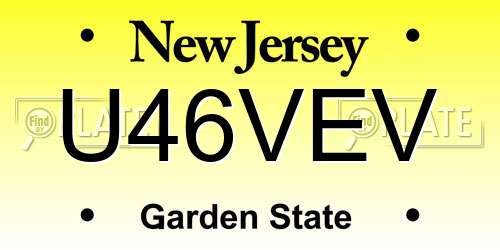 U46VEV New Jersey License Plate