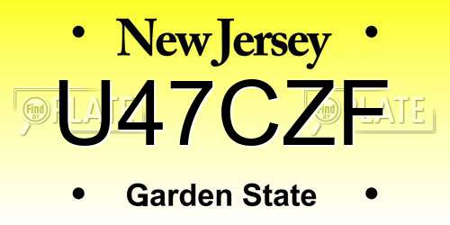 U47CZF New Jersey License Plate
