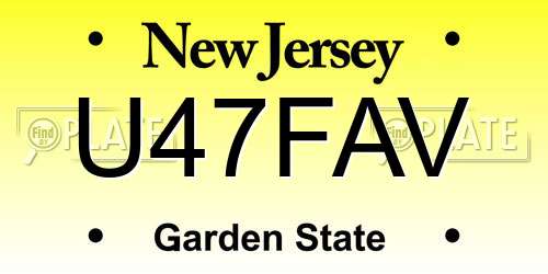U47FAV New Jersey License Plate