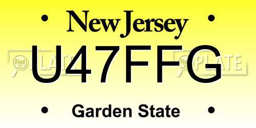 U47FFG New Jersey License Plate