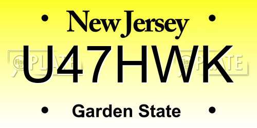 U47HWK New Jersey License Plate