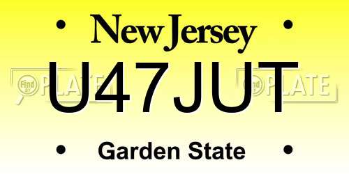 U47JUT New Jersey License Plate