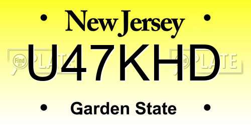 U47KHD New Jersey License Plate