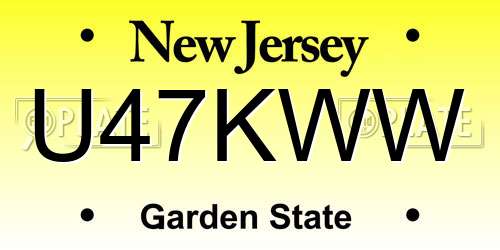 U47KWW New Jersey License Plate