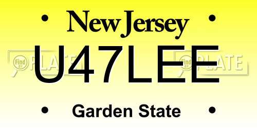 U47LEE New Jersey License Plate
