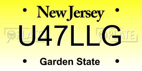 U47LLG New Jersey License Plate