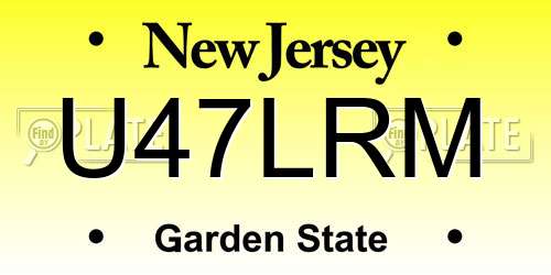 U47LRM New Jersey License Plate