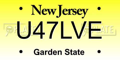 U47LVE New Jersey License Plate