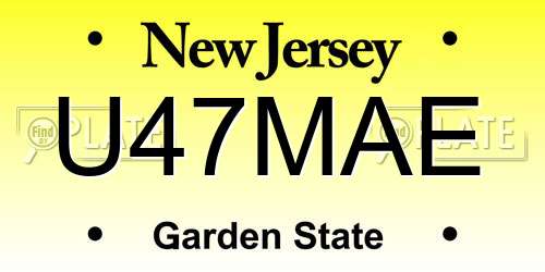 U47MAE New Jersey License Plate