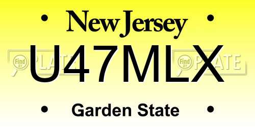 U47MLX New Jersey License Plate