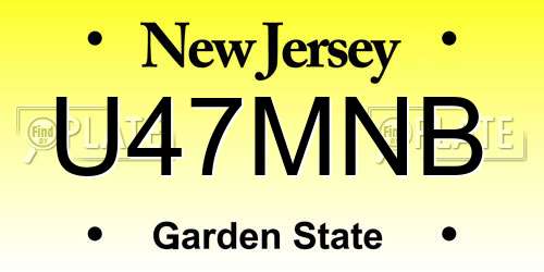U47MNB New Jersey License Plate