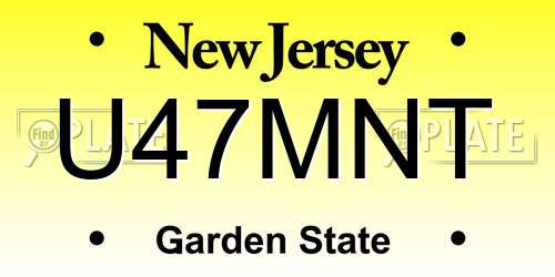 U47MNT New Jersey License Plate