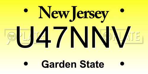 U47NNV New Jersey License Plate