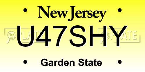 U47SHY New Jersey License Plate
