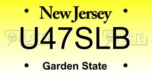 U47SLB New Jersey License Plate