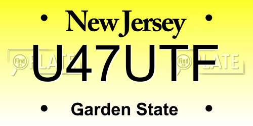 U47UTF New Jersey License Plate