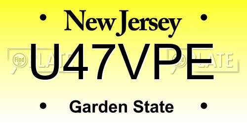 U47VPE New Jersey License Plate