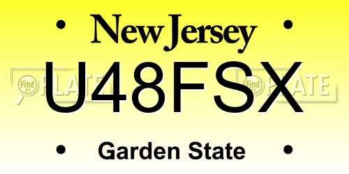 U48FSX New Jersey License Plate