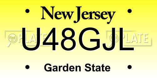 U48GJL New Jersey License Plate