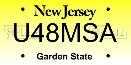 U48MSA New Jersey License Plate